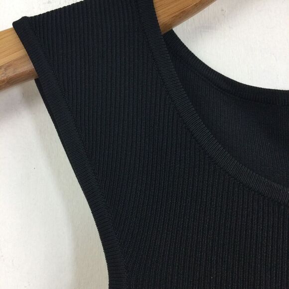 Milly Womens Back Zip Scoop Neck Ribbed Knit Tank Top Black Size Medium - Picture 4 of 9